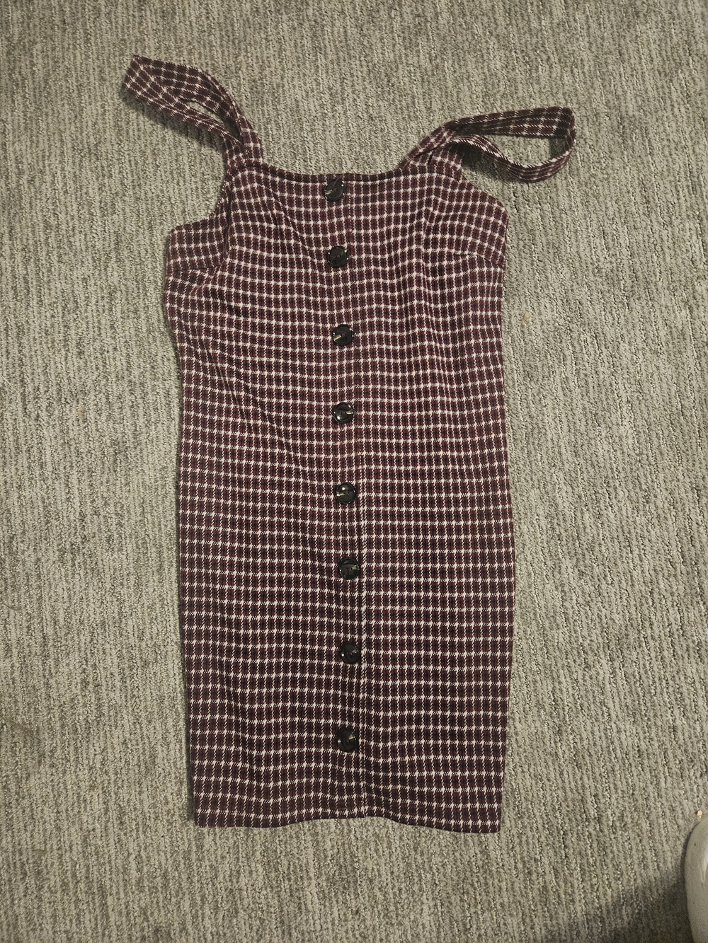 Charlotte Russe Burgundy Check Button-Front Mini Dress